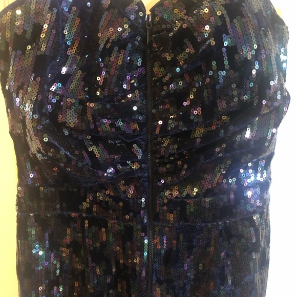 BeBe Sequin Jumpsuit Strapless with Adjustable Straps Ultra Violet sz 10 - Picture 2 of 7